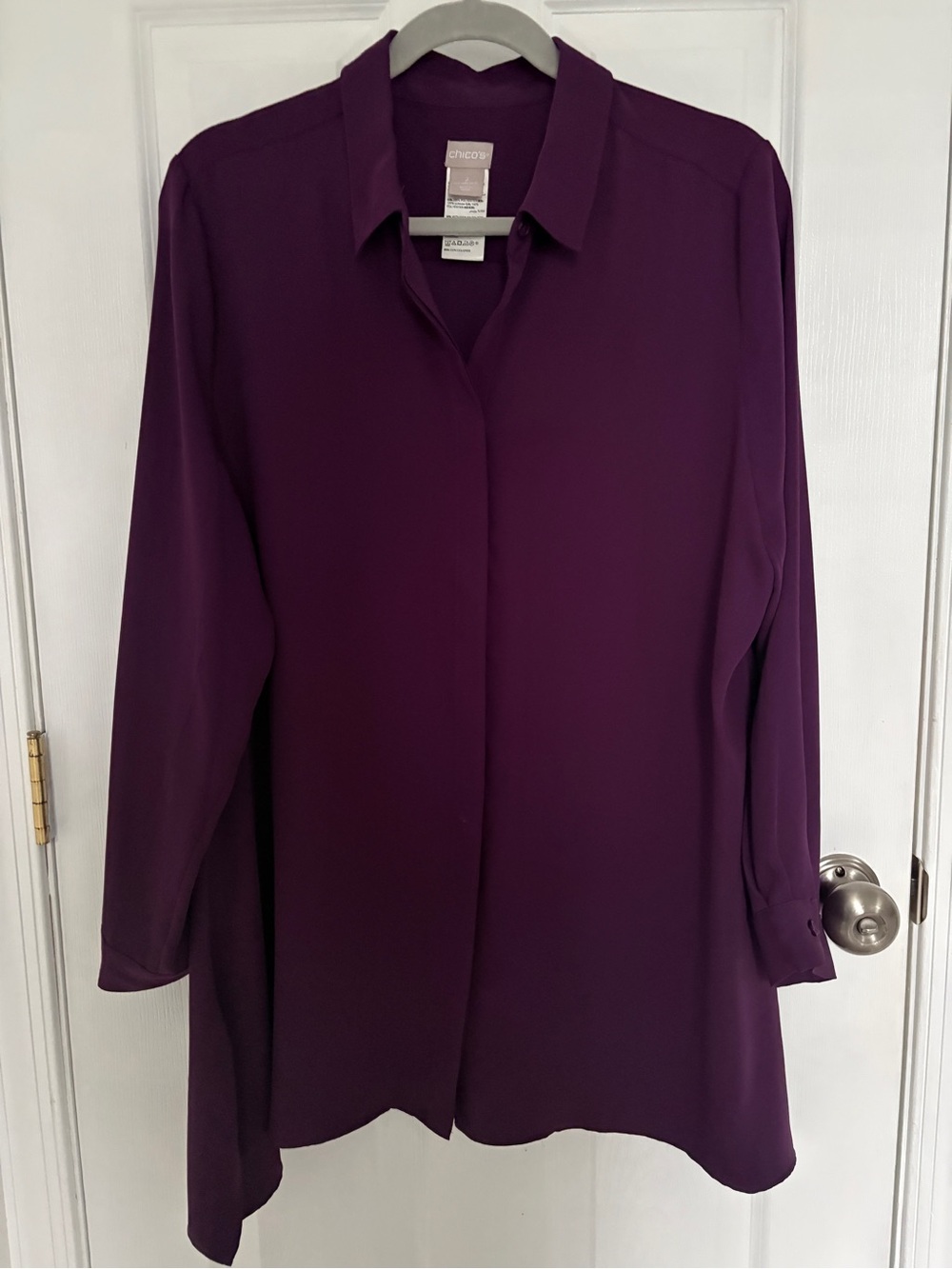 Chico's Purple Long-Sleeve Tunic Tops#0354